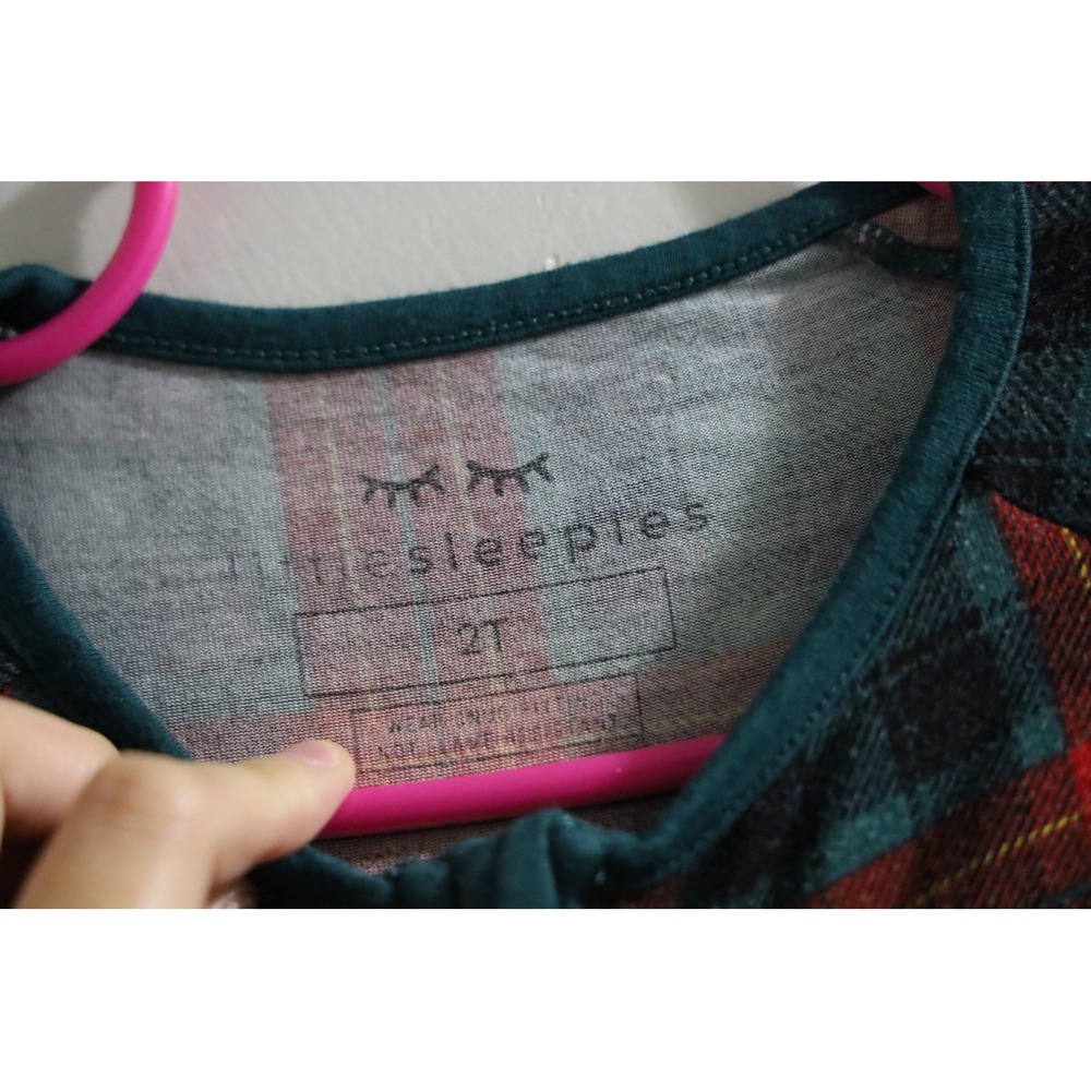 Little Sleepies 2T Red Green Plaid Bamboo Viscose Zippy Pajamas Sleeper Romper - Picture 3 of 4